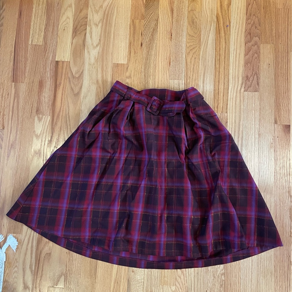 Modcloth Red and Black Checkered A-Line Skirt